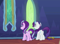 Size: 680x494 | Tagged: safe, imported from derpibooru, screencap, rarity, starlight glimmer, pony, every little thing she does, animated, butt, female, gif, glimmer glutes, plot, rearity