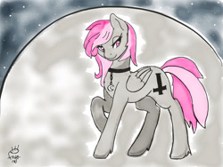 Size: 1024x768 | Tagged: artist needed, safe, imported from derpibooru, oc, oc only, pegasus, pony, choker, raised hoof, solo, unshorn fetlocks