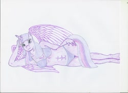 Size: 1024x745 | Tagged: safe, artist:ligerfox, imported from derpibooru, twilight sparkle, alicorn, anthro, female, solo, traditional art, twilight sparkle (alicorn)