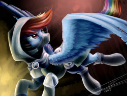 Size: 2000x1500 | Tagged: safe, artist:yummiestseven65, imported from derpibooru, rainbow dash, dungeons and discords, clothes, fantasy class, female, rainbow rogue, rogue, signature, solo