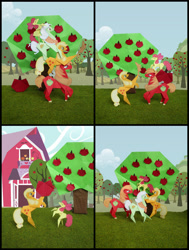 Size: 1406x1862 | Tagged: safe, artist:malte279, imported from derpibooru, apple bloom, applejack, big macintosh, granny smith, earth pony, pony, apple family, male, origami, stallion, sweet apple acres