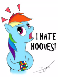 Size: 1738x2332 | Tagged: safe, artist:derpyjoel, imported from derpibooru, rainbow dash, female, rubik's cube, solo