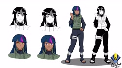 Size: 5366x2975 | Tagged: dead source, safe, artist:penspark, imported from derpibooru, twilight sparkle, human, colored, humanized, manga, naruto, ninja, sage mode, sandals, shinobi