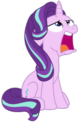 Size: 1403x2128 | Tagged: safe, artist:sketchmcreations, imported from derpibooru, starlight glimmer, every little thing she does, faic, female, floppy ears, groan, looking up, open mouth, simple background, sitting, solo, transparent background, vector, volumetric mouth