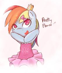 Size: 1073x1257 | Tagged: safe, artist:jonathan the awesome, derpibooru exclusive, imported from derpibooru, rainbow dash, armpits, ballet, clothes, female, hair bow, jewelry, pretty please, rainbow dash always dresses in style, simple background, solo, sparkles, tiara, tutu