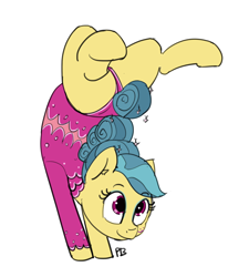 Size: 2083x2318 | Tagged: safe, artist:pabbley, imported from derpibooru, trapeze star, earth pony, pony, viva las pegasus, backbend, clothes, cute, female, flexible, handstand, leotard, solo, trapezeabetes, upside down