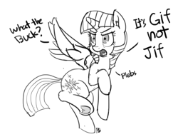 Size: 1280x984 | Tagged: safe, artist:pabbley, imported from derpibooru, twilight sparkle, alicorn, pony, 30 minute art challenge, annoyed, female, flying, frog (hoof), hoofbutt, lineart, monochrome, pedantry, plebs, solo, speech, spread wings, truth, twilight sparkle (alicorn), underhoof