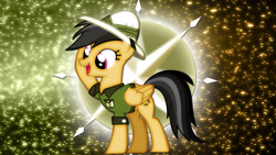 Size: 1920x1080 | Tagged: safe, artist:boneswolbach, artist:tygerxl, imported from derpibooru, daring do, pegasus, pony, clothes, cutie mark, female, mare, smiling, solo, vector, wallpaper