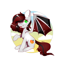 Size: 2000x2000 | Tagged: safe, artist:xflower-girlx, imported from derpibooru, oc, oc only, oc:peachy bite, bat pony, pony, solo