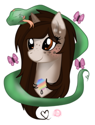 Size: 400x528 | Tagged: safe, artist:dinodaimo, imported from derpibooru, oc, oc only, oc:cloudy skech, pony, snake, cute, solo