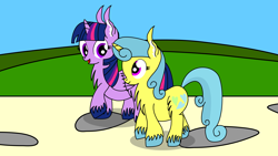 Size: 8000x4500 | Tagged: safe, artist:dinkyuniverse, imported from derpibooru, lemon hearts, twilight sparkle, alicorn, pony, absurd resolution, duo, hooves, twilight sparkle (alicorn), unshorn fetlocks