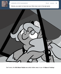 Size: 666x809 | Tagged: safe, artist:egophiliac, imported from derpibooru, princess luna, moonstuck, cartographer's hang glider, filly, hang glider, hang gliding, monochrome, moon rock, woona, younger