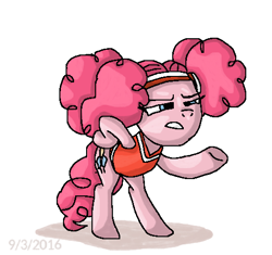 Size: 496x467 | Tagged: safe, artist:mojo1985, imported from derpibooru, pinkie pie, buckball season, bottomless, clothes, partial nudity, pinktails pie