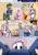 Size: 1280x1853 | Tagged: safe, artist:shieltar, imported from derpibooru, philomena, princess celestia, oc, oc:big mark, oc:grace harmony, oc:professor harmony, oc:sweetie pie, human, phoenix, comic:birth of equestria, cewestia, clothes, comic, cute, dialogue, female, filly, funny background event, hug, kissing, male, midriff, pink-mane celestia, shipping, shorts, socks, speech bubble, straight, striped socks, tanktop, winghug