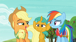 Size: 1920x1077 | Tagged: safe, imported from derpibooru, screencap, applejack, rainbow dash, snails, pony, unicorn, buckball season, colt, discovery family logo, lidded eyes, male, out of context