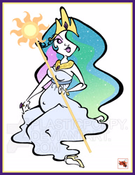 Size: 1275x1650 | Tagged: safe, artist:plasticpoppy, imported from derpibooru, princess celestia, human, clothes, dress, female, humanized, preglestia, pregnant, solo