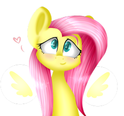 Size: 1024x954 | Tagged: safe, artist:despotshy, imported from derpibooru, fluttershy, blushing, bust, colored pupils, female, floating wings, heart, looking at you, portrait, simple background, solo, transparent background