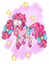 Size: 1229x1577 | Tagged: safe, artist:sweetheart-arts, imported from derpibooru, pinkie pie, female, glowing eyes, hair bow, pokémon, rainbow power, rainbow power pinkie pie, solo, tail bow