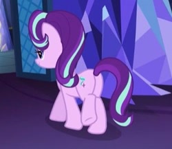 Size: 307x267 | Tagged: safe, imported from derpibooru, screencap, starlight glimmer, pony, unicorn, every little thing she does, butt, cropped, female, glimmer glutes, mare, plot, raised leg, solo