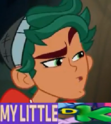 Size: 317x355 | Tagged: safe, edit, edited screencap, imported from derpibooru, screencap, timber spruce, equestria girls, legend of everfree, discovery kids, expand dong, exploitable meme, male, meme, solo, timber bush
