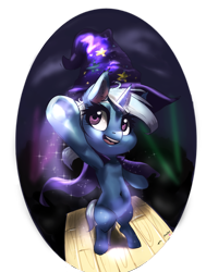 Size: 1600x2120 | Tagged: safe, artist:mrscurlystyles, artist:sourspot, imported from derpibooru, trixie, pony, unicorn, belly button, cape, clothes, collaboration, female, magic, mare, solo