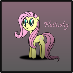 Size: 1080x1080 | Tagged: safe, artist:betabreakout, imported from derpibooru, fluttershy, pony, female, name, solo, standing, wingless