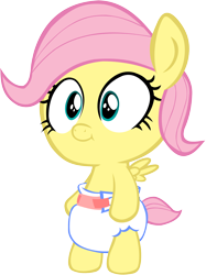 Size: 1696x2270 | Tagged: safe, artist:megarainbowdash2000, imported from derpibooru, fluttershy, pony, baby, baby pony, babyshy, cute, diaper, female, shyabetes, solo, younger