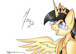 Size: 3500x2500 | Tagged: safe, artist:lovelyheartmlp, imported from derpibooru, oc, oc only, alicorn, pony, alicorn oc, glasses, solo