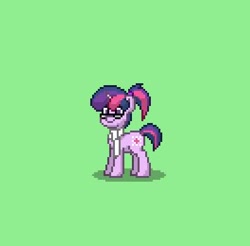 Size: 396x390 | Tagged: safe, imported from derpibooru, sci-twi, twilight sparkle, pony, unicorn, pony town, equestria girls, clothes, equestria girls ponified, female, glasses, pixel art, ponified, scarf, solo, unicorn sci-twi