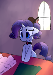 Size: 1273x1800 | Tagged: safe, artist:tallaferroxiv, imported from derpibooru, rarity, crepuscular rays, solo, window