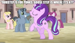 Size: 800x458 | Tagged: safe, imported from derpibooru, starlight glimmer, the cutie map, equal cutie mark, goose step, image macro, meme, rosemary, starlight himmler
