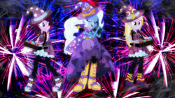 Size: 1920x1080 | Tagged: safe, artist:xrandomgurl, imported from derpibooru, fuchsia blush, lavender lace, trixie, equestria girls, rainbow rocks, female, rainbow rocks outfit, trixie and the illusions, wallpaper