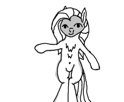 Size: 500x410 | Tagged: safe, artist:mspaintjoe, imported from derpibooru, pinkie pie, pony, 1000 hours in ms paint, belly button, bipedal, female, le lenny face, looking at you, monochrome, ms paint, solo, standing