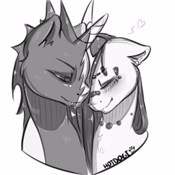 Size: 3500x3500 | Tagged: safe, artist:dogihotdogi, imported from derpibooru, oc, oc only, oc:dogihotdogi, oc:tounicoon, changeling oc, gay, heart, love, male, monochrome, romantic
