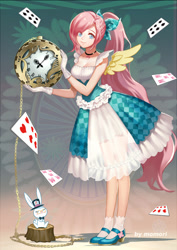 Size: 600x848 | Tagged: safe, artist:momori, artist:momori68, imported from derpibooru, angel bunny, fluttershy, human, alice in wonderland, cute, humanized, shyabetes, white rabbit