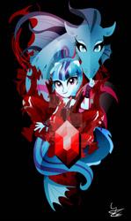 Size: 600x1010 | Tagged: safe, artist:ii-art, imported from derpibooru, sonata dusk, siren, equestria girls, female, ponied up, solo, watermark