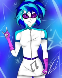 Size: 1200x1500 | Tagged: safe, artist:yaek144, imported from derpibooru, dj pon-3, vinyl scratch, equestria girls, female, solo, sunglasses