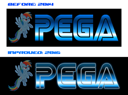 Size: 3600x2692 | Tagged: safe, artist:greenmachine987, artist:kysss90, imported from derpibooru, rainbow dash, pony, crossover, female, logo, sega, solo