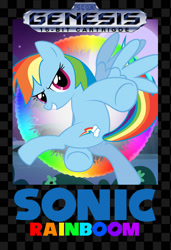 Size: 737x1080 | Tagged: safe, artist:drewdini, artist:greenmachine987, artist:muffinshire, artist:xpesifeindx, imported from derpibooru, rainbow dash, pony, crossover, female, sega, sega genesis, solo, sonic the hedgehog (series), video game, video game cover