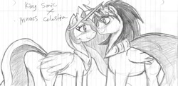 Size: 900x438 | Tagged: safe, artist:sonicmiku, imported from derpibooru, princess celestia, alicorn, pony, alicornified, lined paper, ponified, race swap, sonic the hedgehog, sonic the hedgehog (series), soniclestia, traditional art