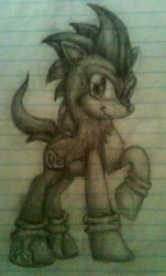 Size: 618x1023 | Tagged: safe, artist:surprisethepony9000, imported from derpibooru, pony, lined paper, ponified, solo, sonic the hedgehog, sonic the hedgehog (series), traditional art