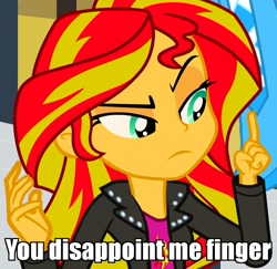 Size: 740x720 | Tagged: safe, edit, edited screencap, imported from derpibooru, screencap, sunset shimmer, equestria girls, rainbow rocks, boots, cropped, disappointed, female, high heel boots, image macro, meme, solo