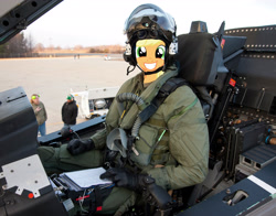 Size: 3000x2357 | Tagged: safe, imported from derpibooru, applejack, cockpit, f-35, f-35 lightning ii, irl, meme, photo, pilot, plane