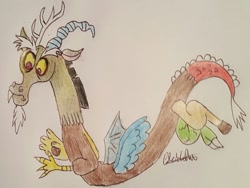 Size: 960x720 | Tagged: safe, artist:rapidsnap, imported from derpibooru, discord, male, solo, traditional art