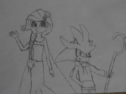 Size: 1024x768 | Tagged: safe, artist:brandonale, imported from derpibooru, rarity, equestria girls, clothes, cosplay, costume, crossover, elsa, frozen (movie), jack frost, rise of the guardians, silver the hedgehog, sonic the hedgehog (series), traditional art