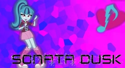 Size: 1972x1076 | Tagged: safe, artist:rogue-robot-arts, imported from derpibooru, sonata dusk, equestria girls, rainbow rocks, clothes, cutie mark, female, signature, skirt, solo, vector, wallpaper