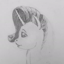 Size: 2231x2231 | Tagged: safe, artist:mackeroth, imported from derpibooru, rarity, pony, bust, female, grayscale, monochrome, pencil drawing, portrait, profile, solo, traditional art