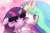 Size: 750x500 | Tagged: safe, artist:lumineko, edit, imported from derpibooru, princess celestia, twilight sparkle, alicorn, pony, animated, blushing, colored pupils, cute, derp, eyebrows, female, floppy ears, flower, gif, hug, licking, lumineko's nuzzling princesses, non-consensual nuzzling, nuzzling, one eye closed, open mouth, rubbing, smiling, snuggling, surprised, thick eyebrows, tongue out, twilight sparkle (alicorn)