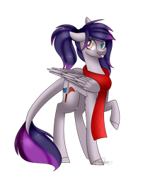 Size: 1817x2072 | Tagged: safe, artist:ohhoneybee, imported from derpibooru, oc, oc only, oc:bladeraw, pegasus, pony, clothes, female, mare, raised hoof, scarf, simple background, solo, tongue out, transparent background