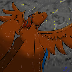 Size: 894x894 | Tagged: safe, artist:theagilepanda, imported from derpibooru, oc, oc only, oc:cold front, pony, cold front's storm, from below, lightning, male, rain, solo, stallion, storm